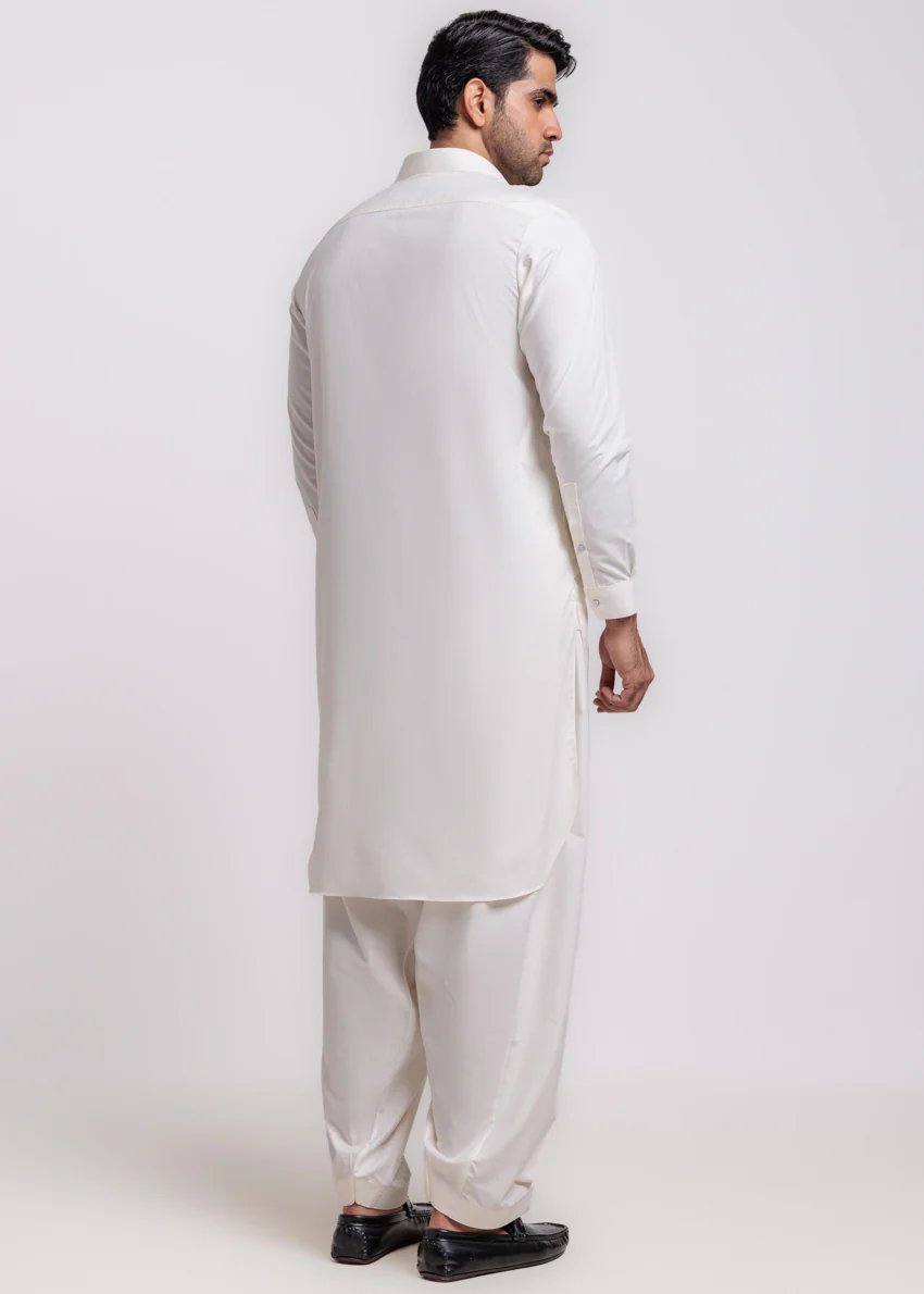 O-White-Blended-Shalwar Suit - (MPS25SSS2069) - Image 2