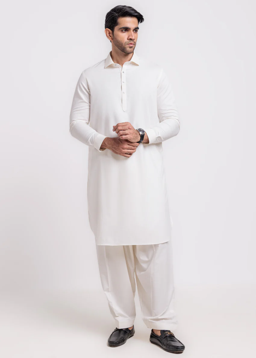 O-White-Blended-Shalwar Suit - (MPS25SSS2069) - Image 4