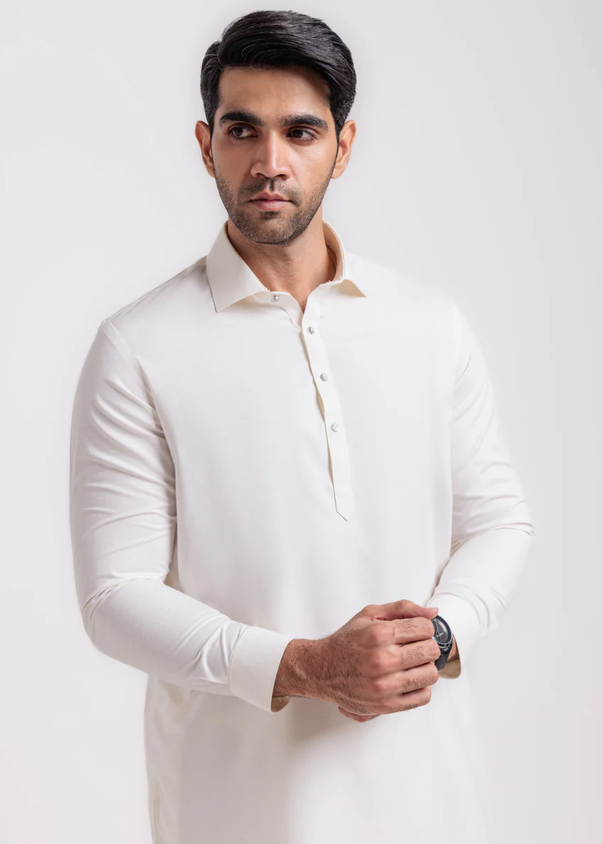 O-White-Blended-Shalwar Suit - (MPS25SSS2069) - Image 5