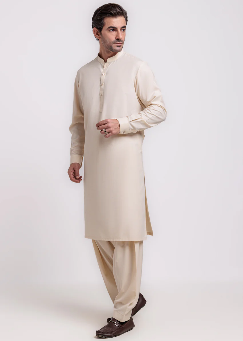 Cream-Blended-Shalwar Suit - (MPS25SSS2070) - Image 3