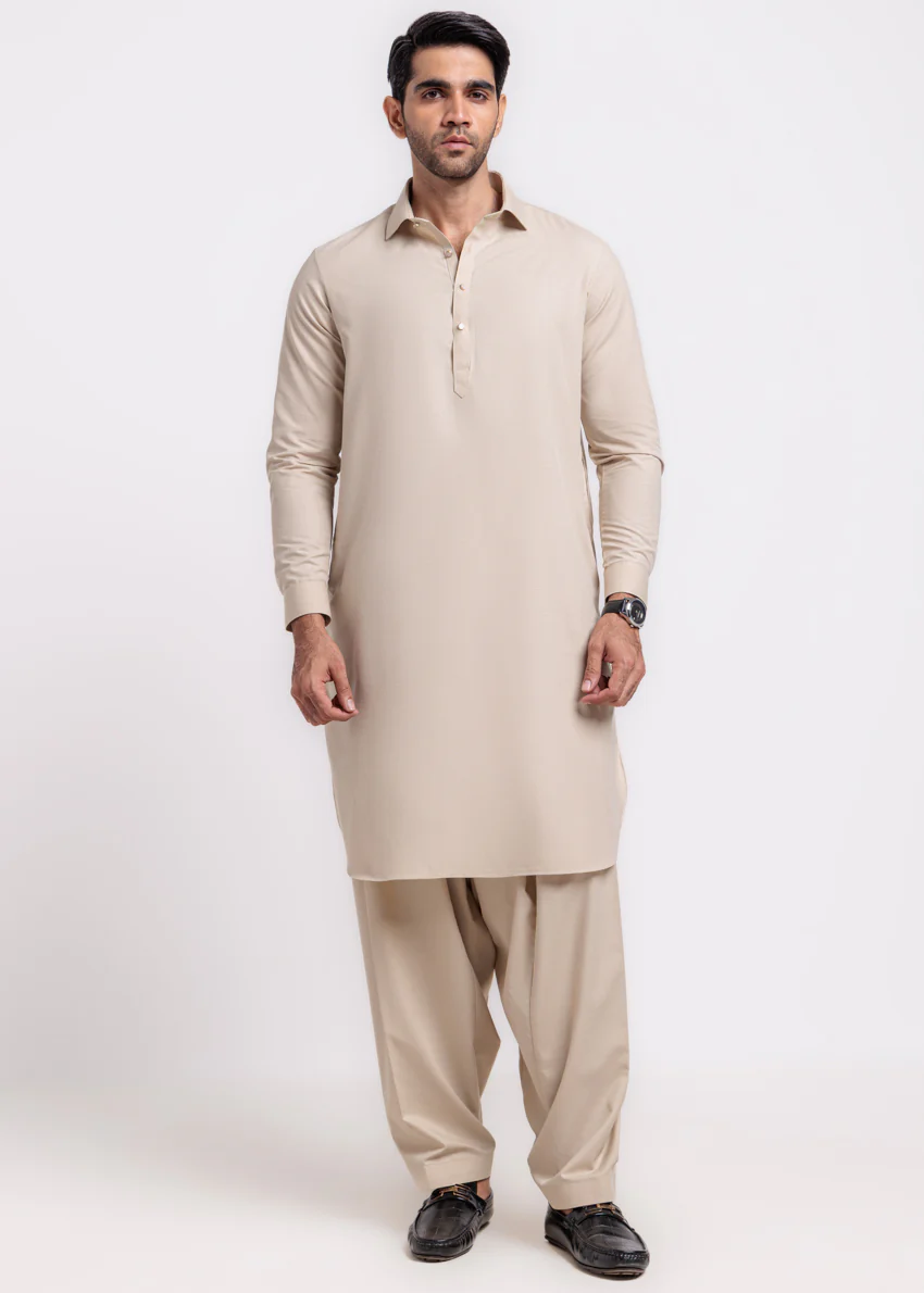 Beige-Blended-Shalwar Suit - (MPS25SSS2071) - Image 3