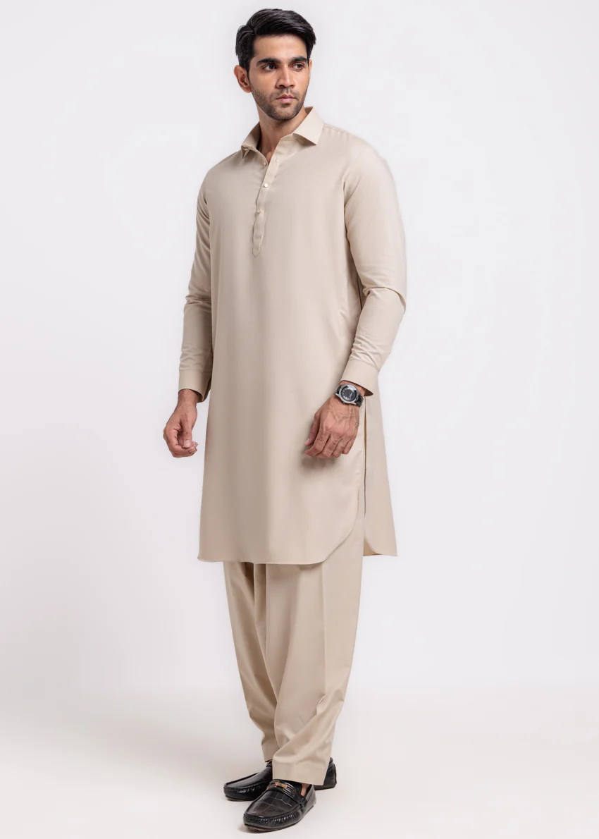 Beige-Blended-Shalwar Suit - (MPS25SSS2071) - Image 4