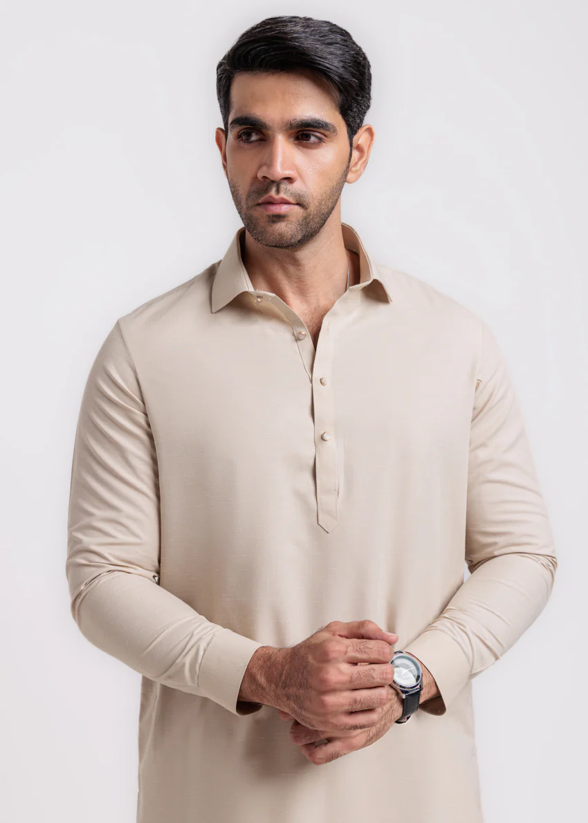Beige-Blended-Shalwar Suit - (MPS25SSS2071) - Image 5