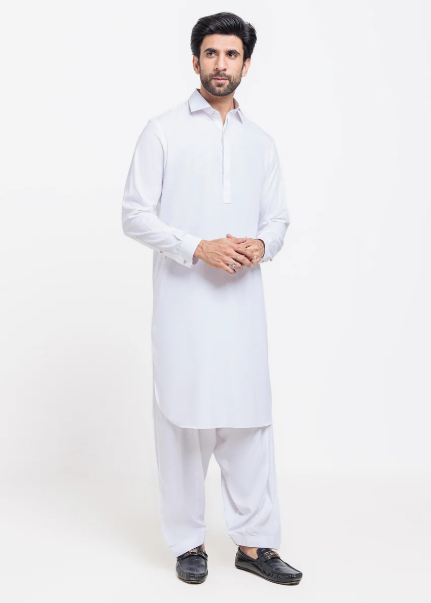 White-Blended-Shalwar Suit - (MPS25SSS2074) - Image 4