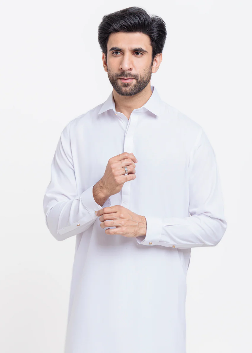 White-Blended-Shalwar Suit - (MPS25SSS2074) - Image 5