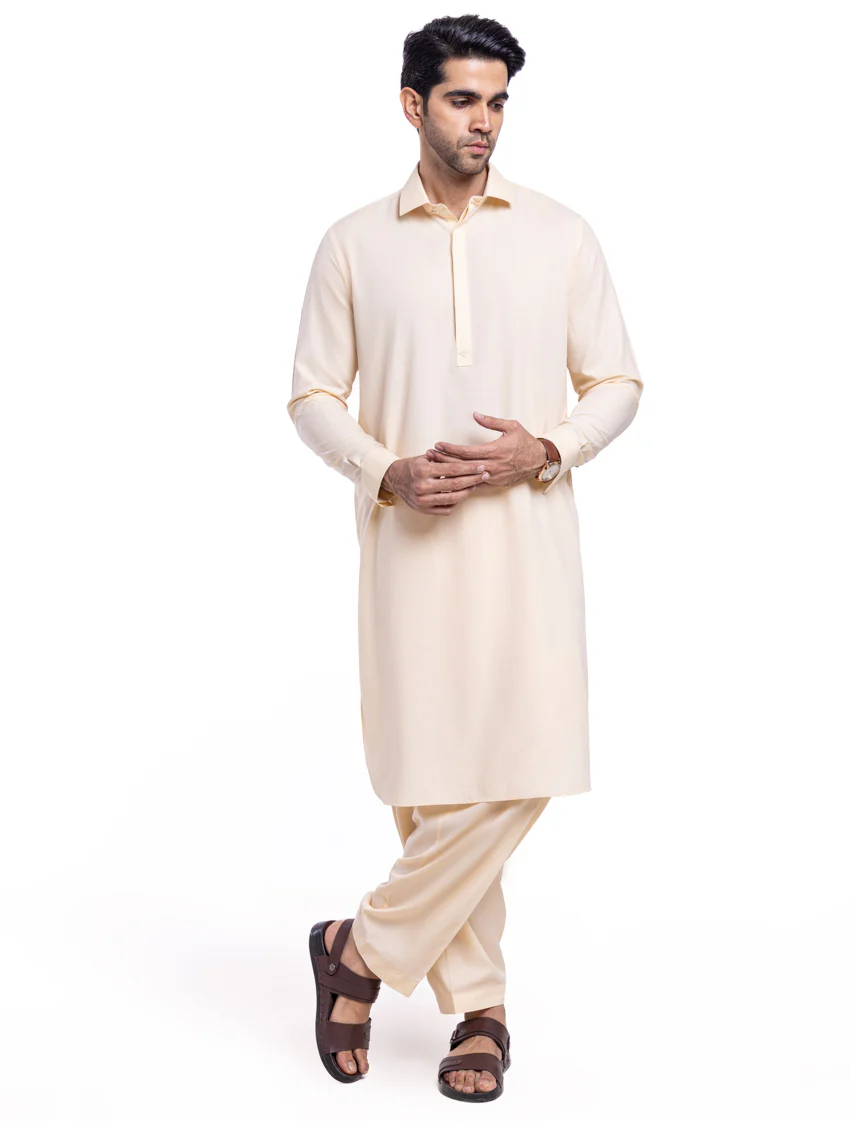 Cream-Blended-Shalwar Suit - (MPS25SSS2075) - Image 4