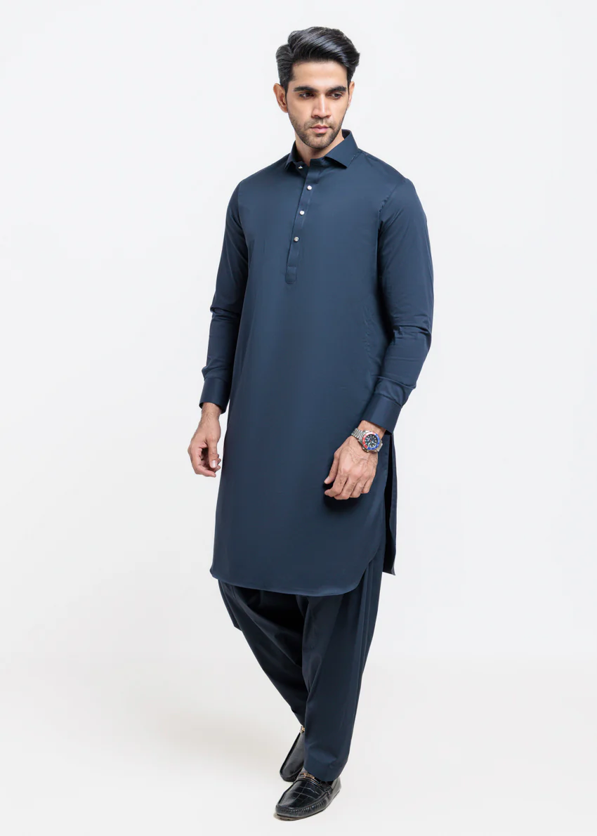 Navy-Blended-Shalwar Suit - (MPS25SSS2086) - Image 4