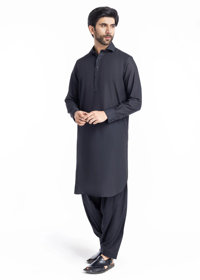 Black-Blended-Shalwar Suit - (MPS25SSS2087) - Image 3