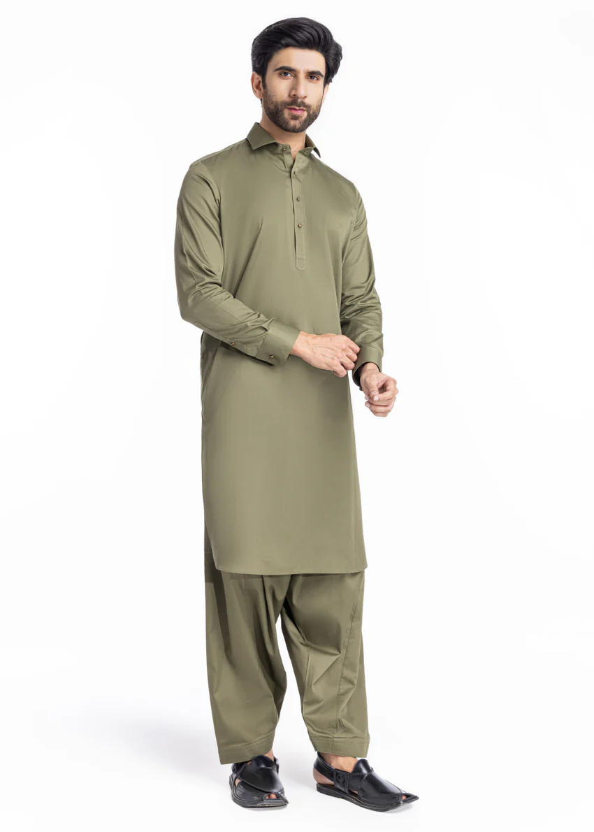 Green-Blended-Shalwar Suit - (MPS25SSS2088) - Image 3