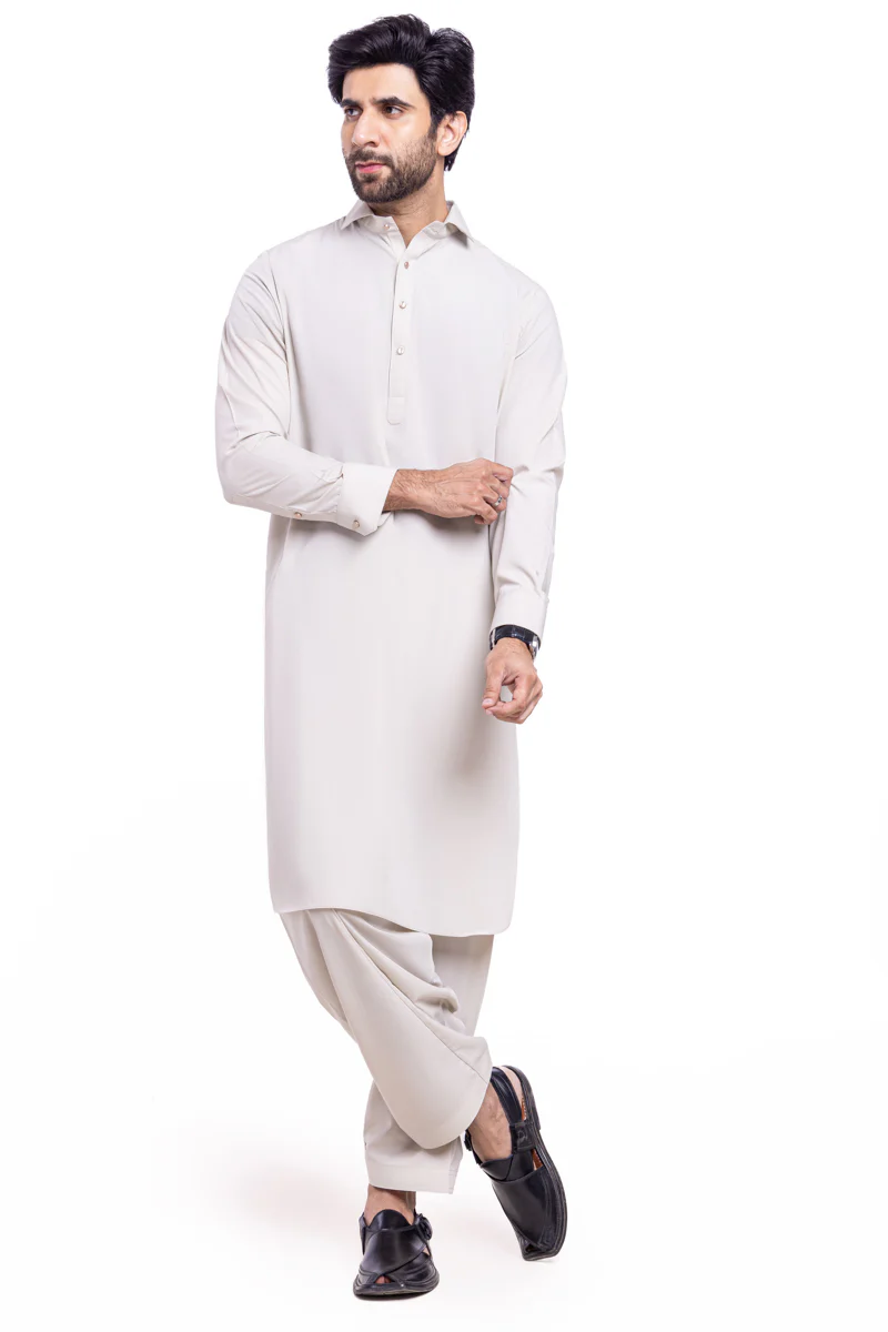 Beige-Blended-Shalwar Suit - (MPS25SSS2090) - Image 3