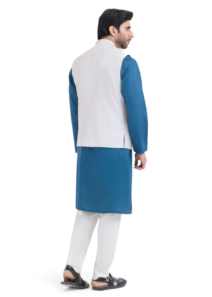 P-White-Blended-Waist Coat - (MPS25WCS1008) - Image 2