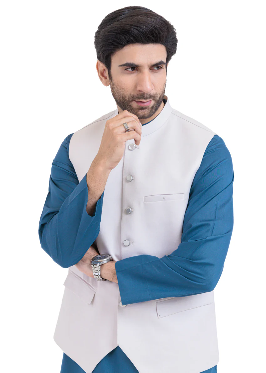 P-White-Blended-Waist Coat - (MPS25WCS1008) - Image 5