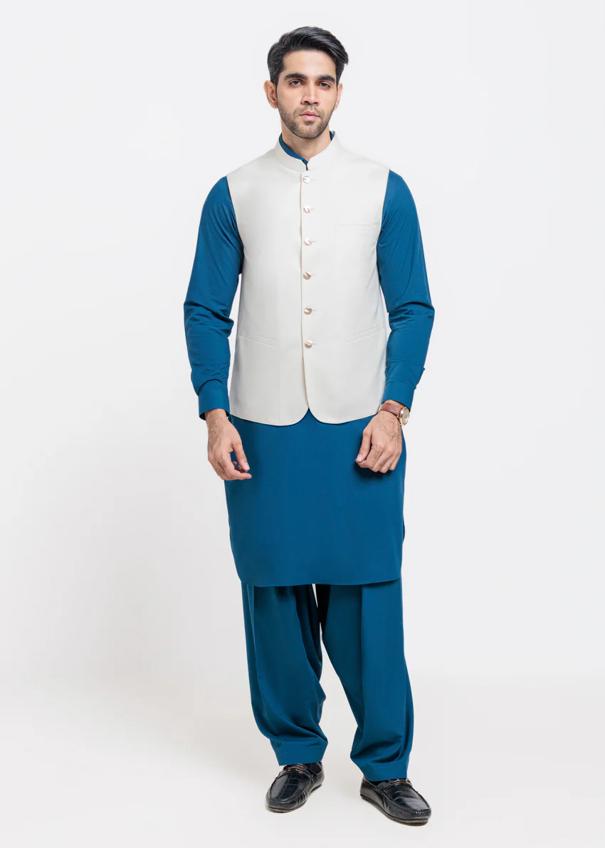 Cream-Blended-Waist Coat - (MPS25WCS1011) - Image 3