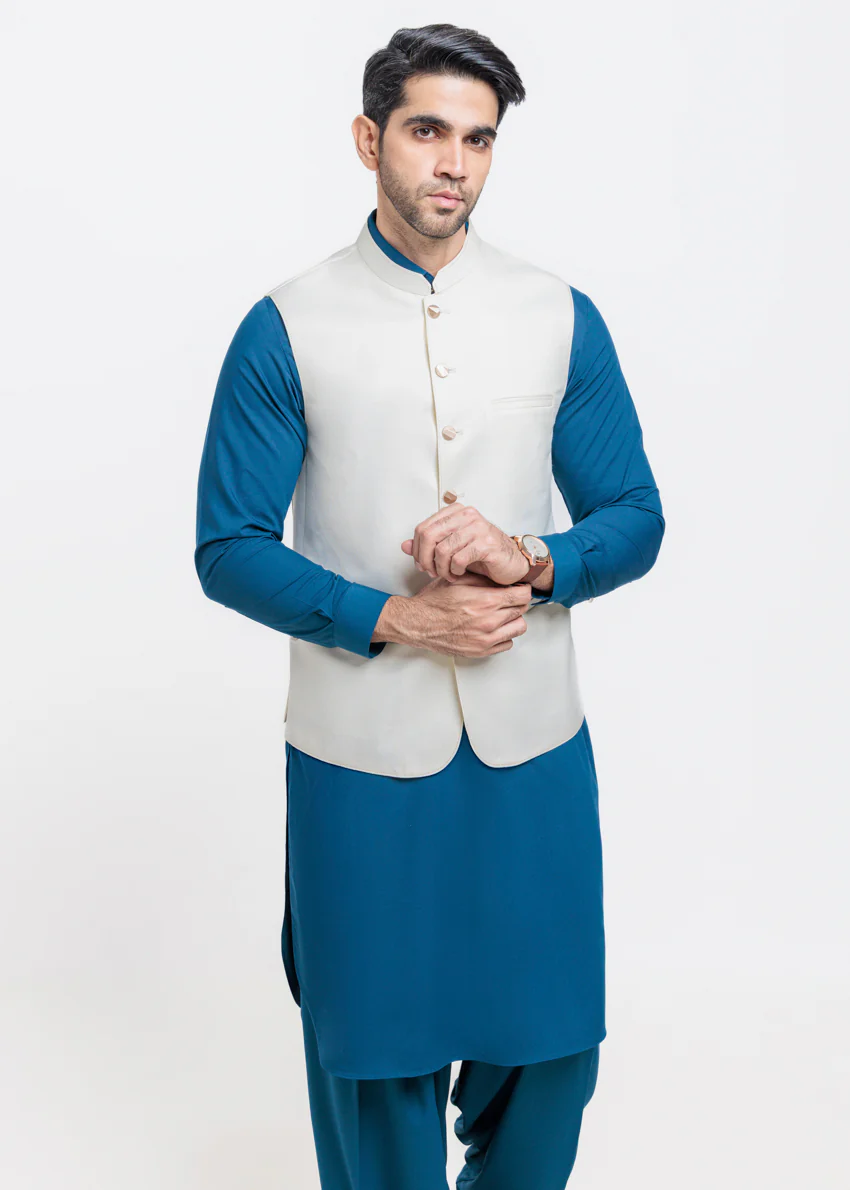 Cream-Blended-Waist Coat - (MPS25WCS1011) - Image 5
