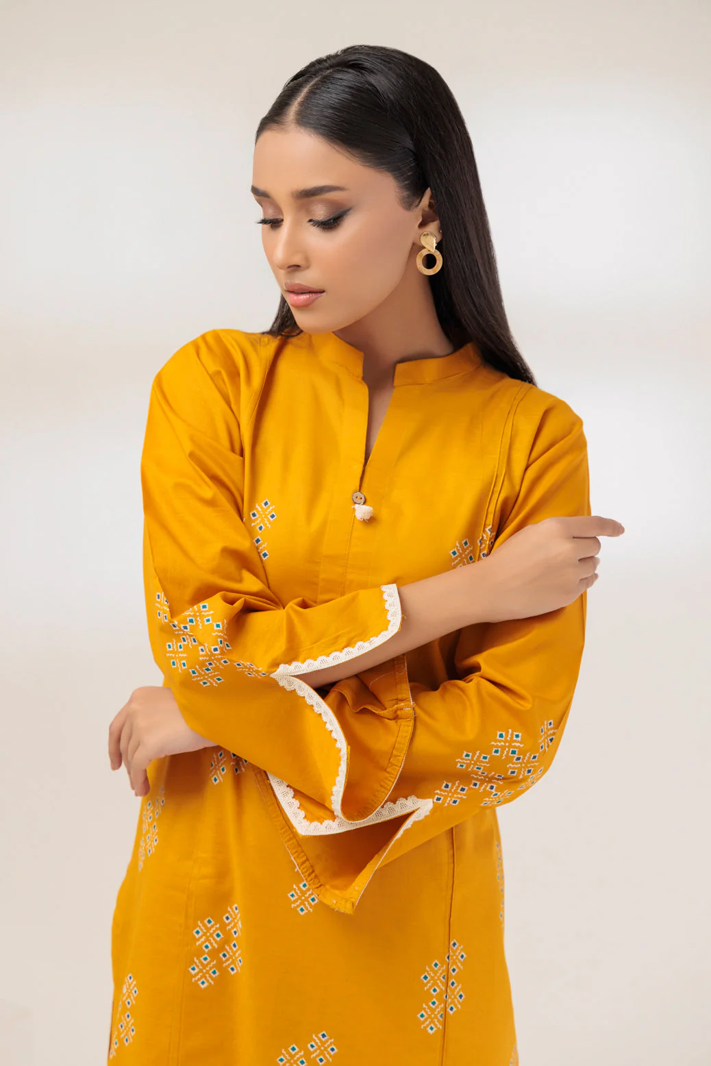 MUSTARD-CAMBRIC-2 PIECE (SRLS232P12) - Image 2
