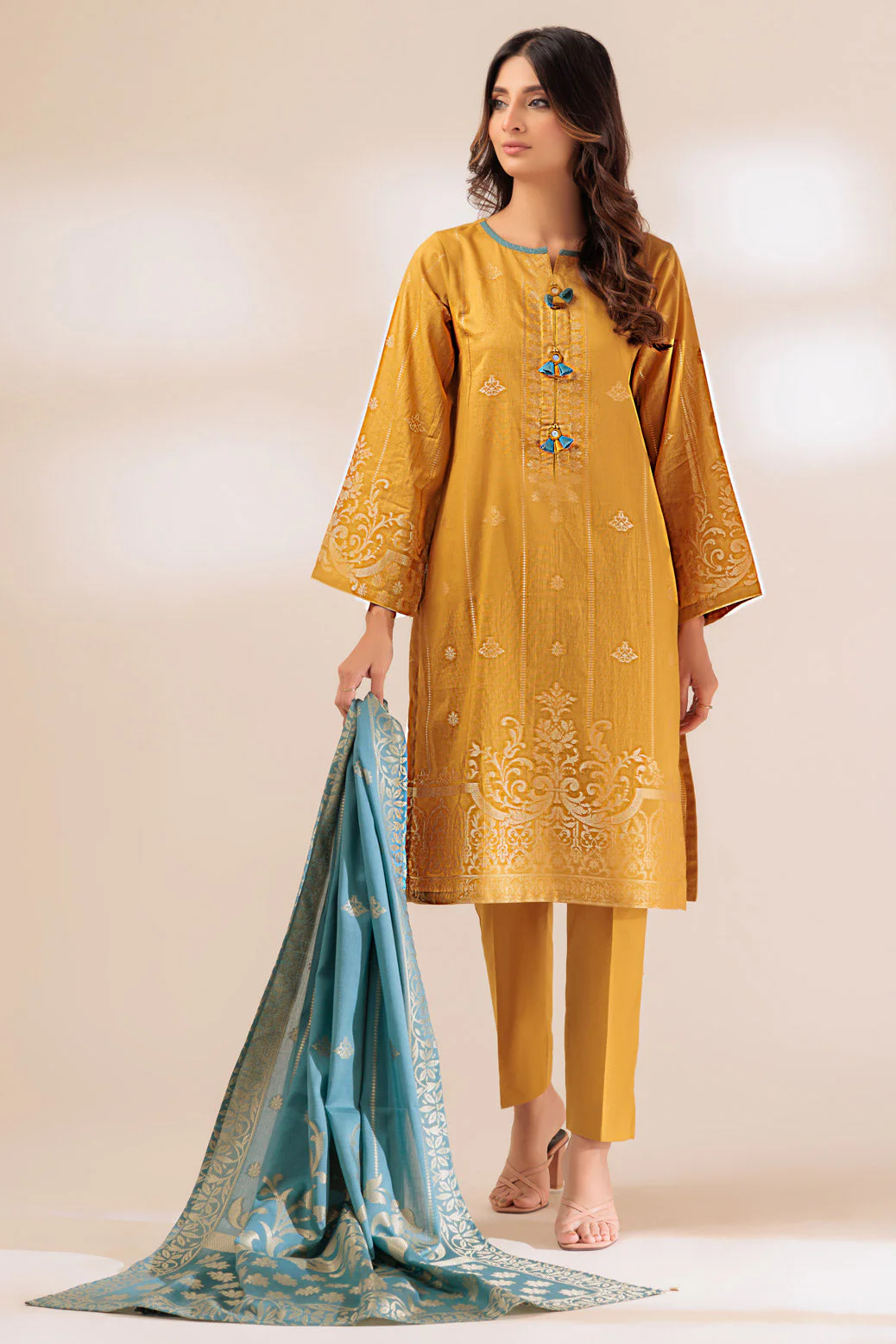 MUSTARD-JACQUARD-3 PIECE (PWJ3233P08) - Image 3