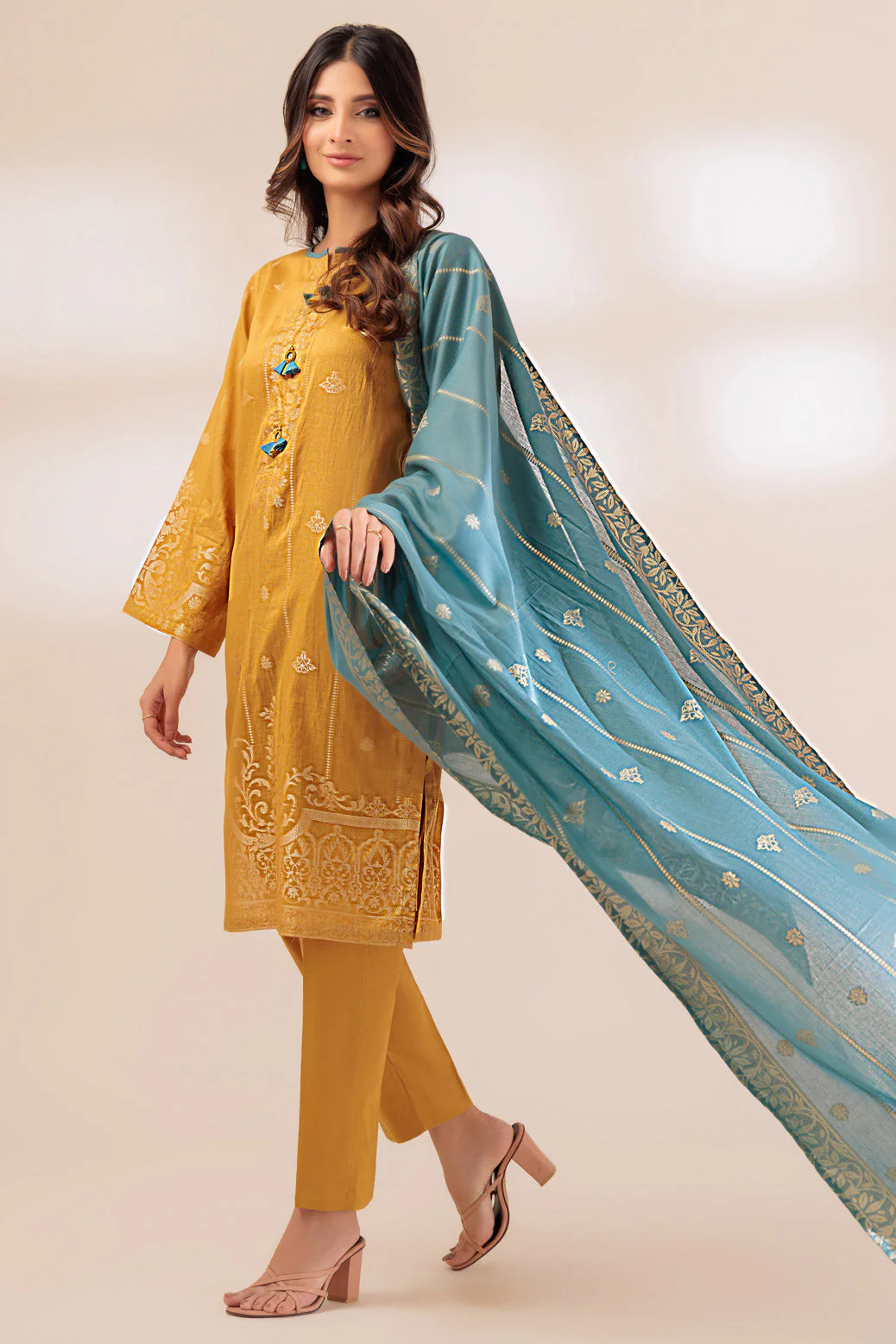 MUSTARD-JACQUARD-3 PIECE (PWJ3233P08) - Image 4