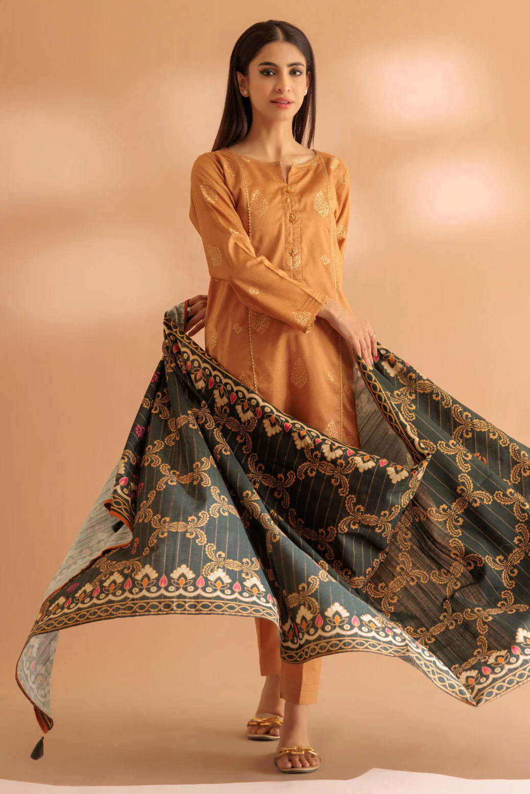 MUSTARD-JACQUARD-3 PIECE (SS2243P20) - Image 2