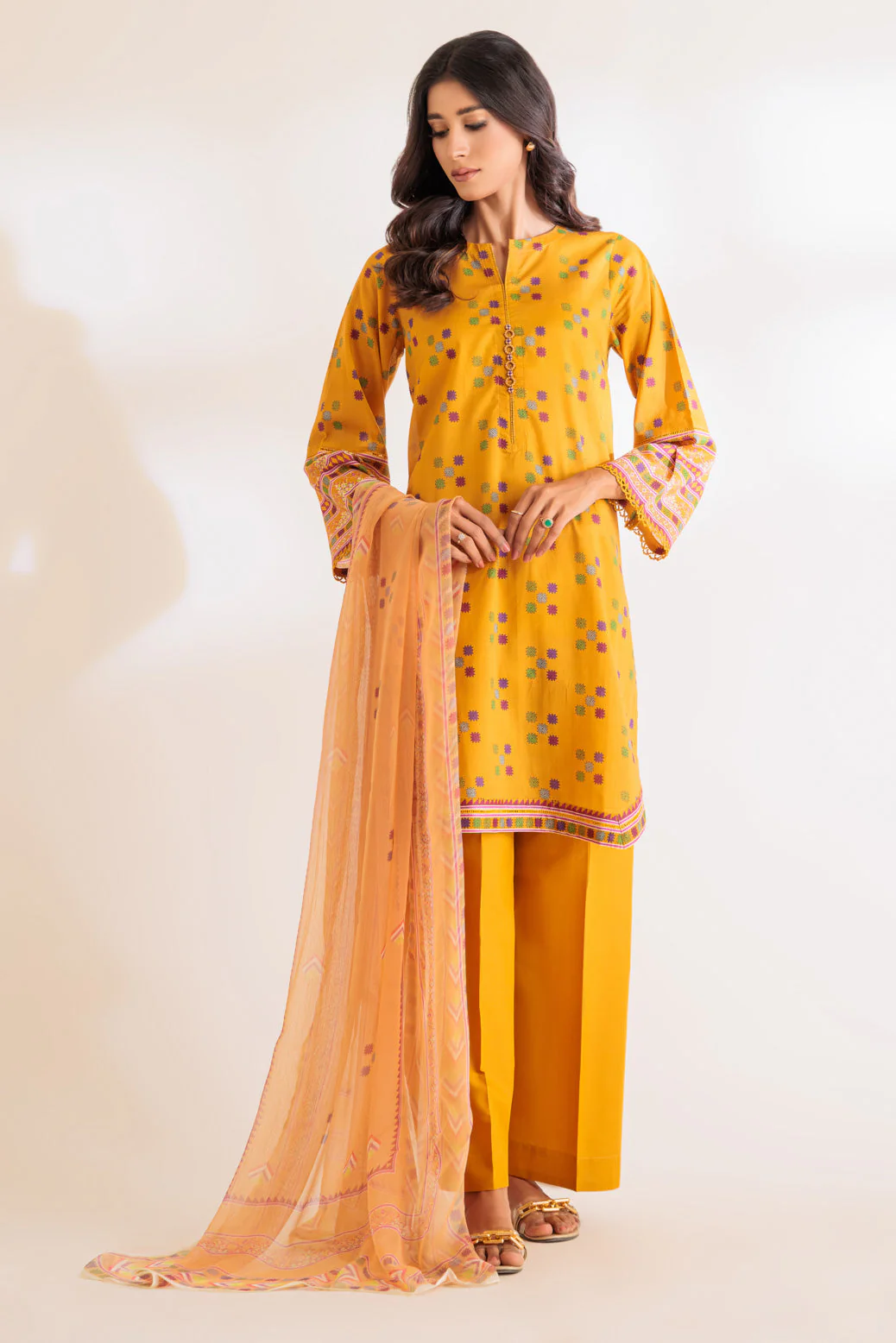 MUSTARD-LAWN-3 PIECE (6S24B3P038) - Image 4