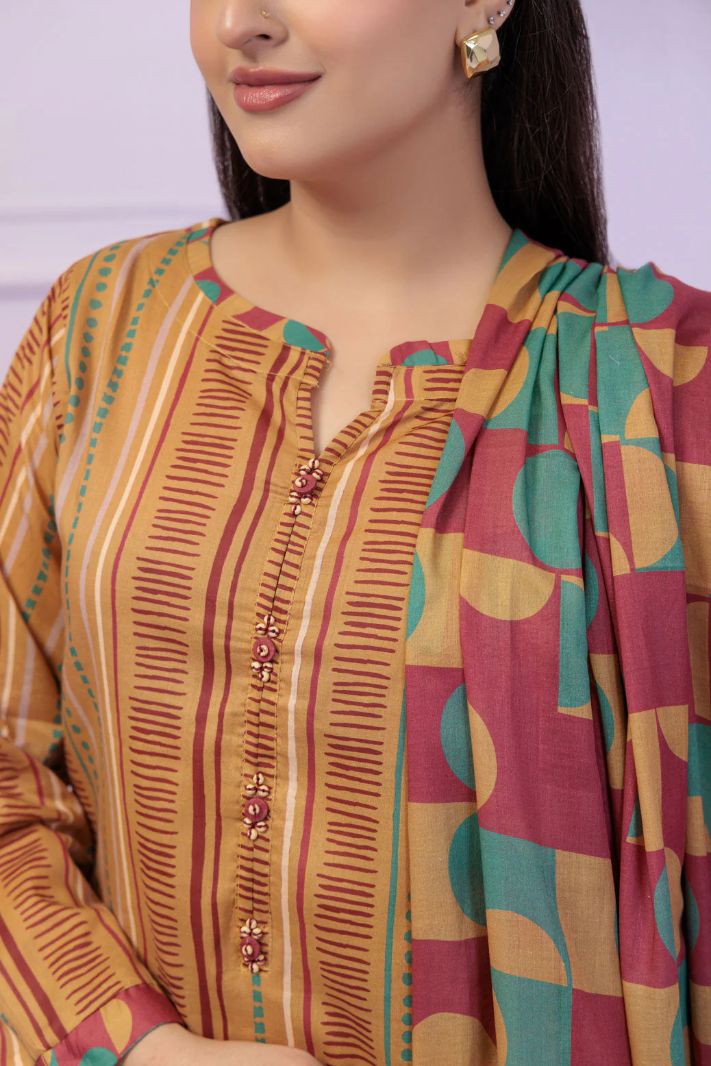 MUSTARD-LAWN-3 PIECE (6S24B3P109) - Image 4
