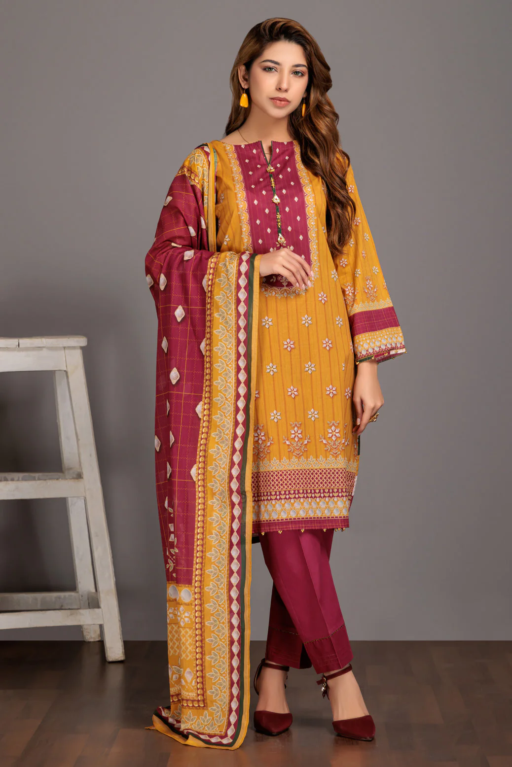 MUSTARD-LAWN-3 PIECE (SAS233P39) - Image 2
