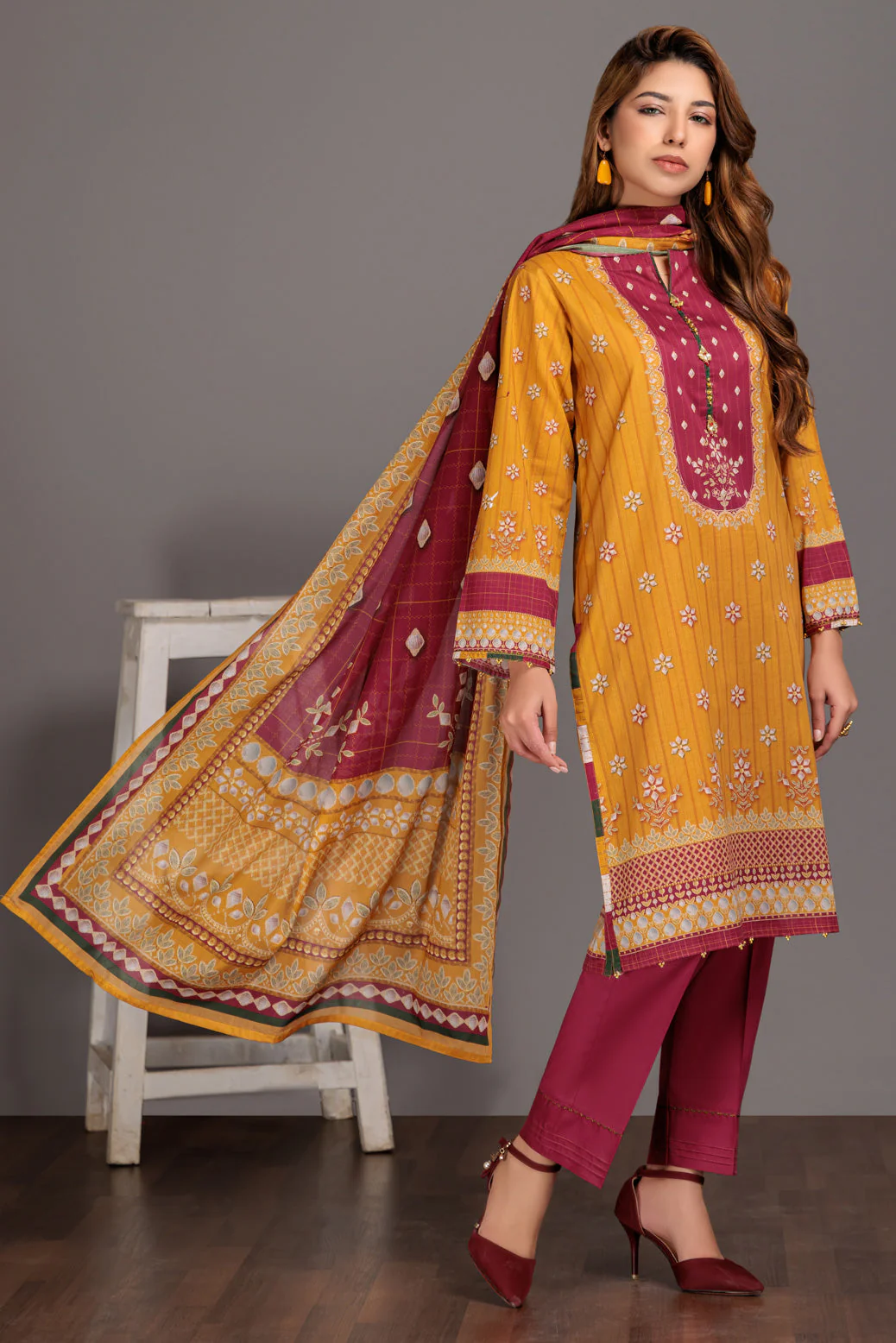 MUSTARD-LAWN-3 PIECE (SAS233P39) - Image 3