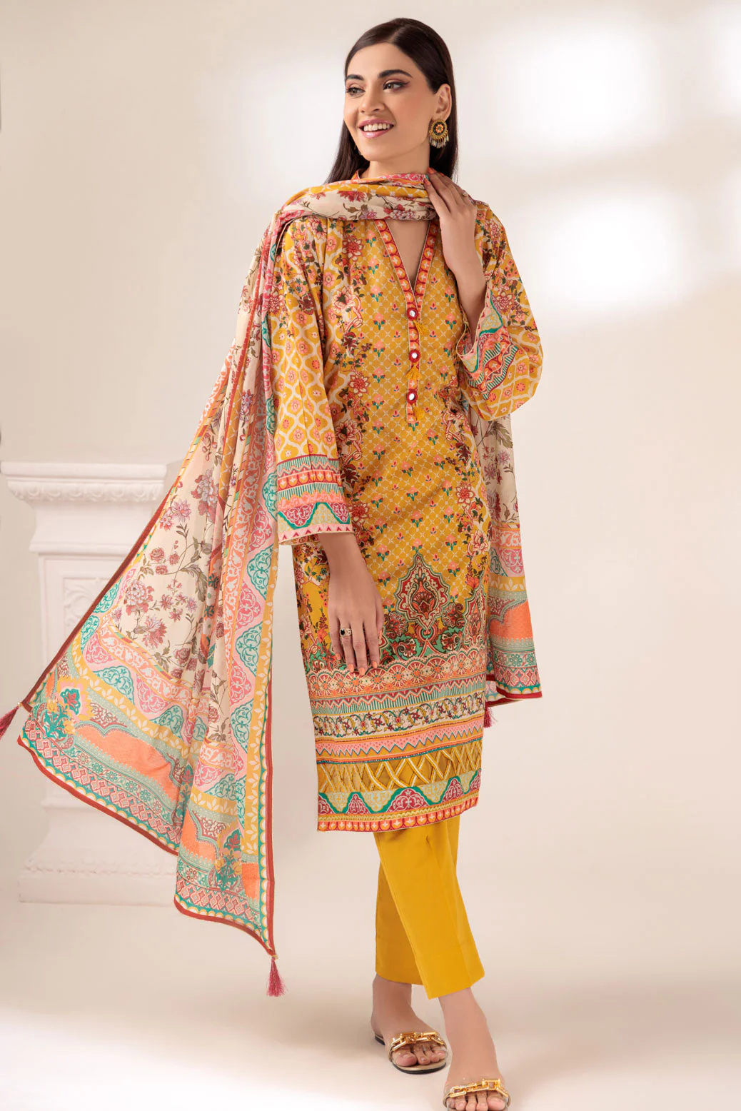 MUSTARD-LAWN-3 PIECE (SSS233P53) - Image 3