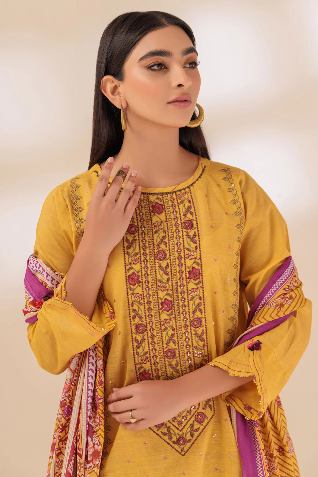 MUSTARD-LAWN-3 PIECE (SSS233P67) - Image 2