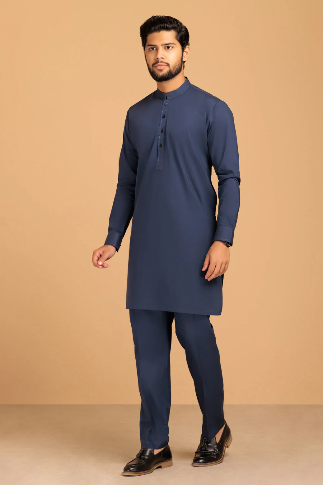 N-BLUE-COTTON-KURTA PAJAMA TROUSER- (KSS23-014) - Image 2