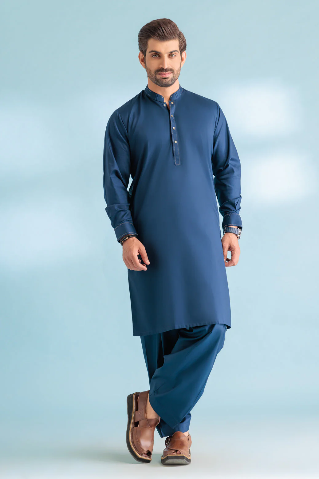 N-BLUE-DOBBY-KURTA SHALWAR - (KSRW23-051) - Image 2