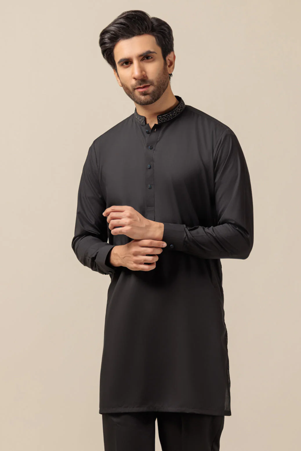 NOIR-BLENDED-KURTA PAJAMA TROUSER - (KSW23-007) - Image 2