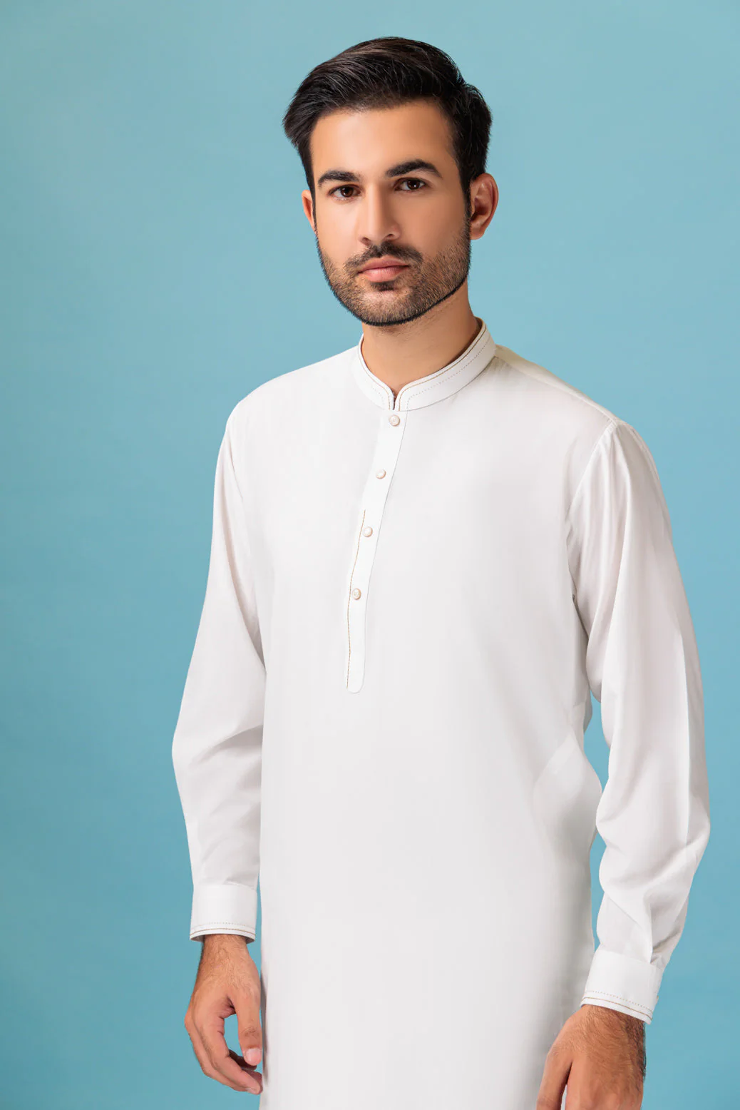 O-WHITE-BLENDED-KURTA SHALWAR - (KSRB23-005) - Image 2