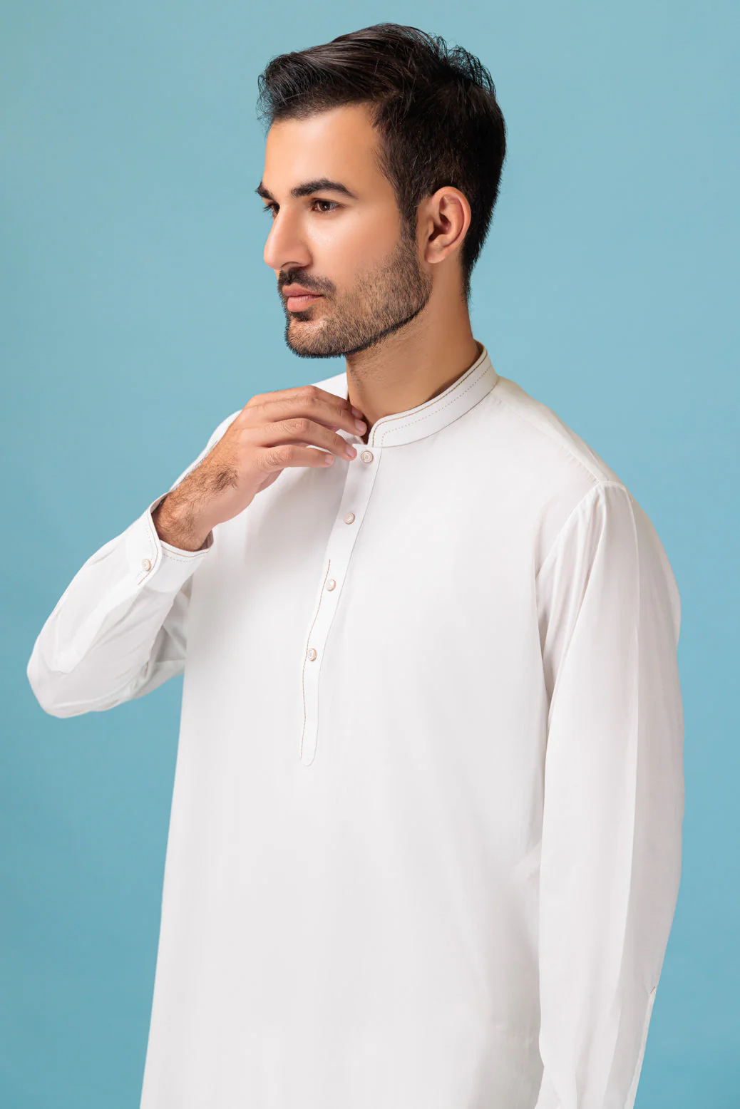 O-WHITE-BLENDED-KURTA SHALWAR - (KSRB23-005) - Image 4