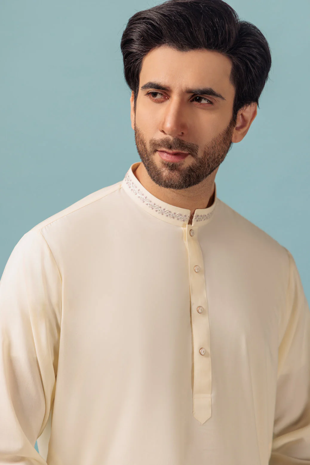 O-WHITE-BLENDED-KURTA SHALWAR - (KSRB23-028) - Image 2