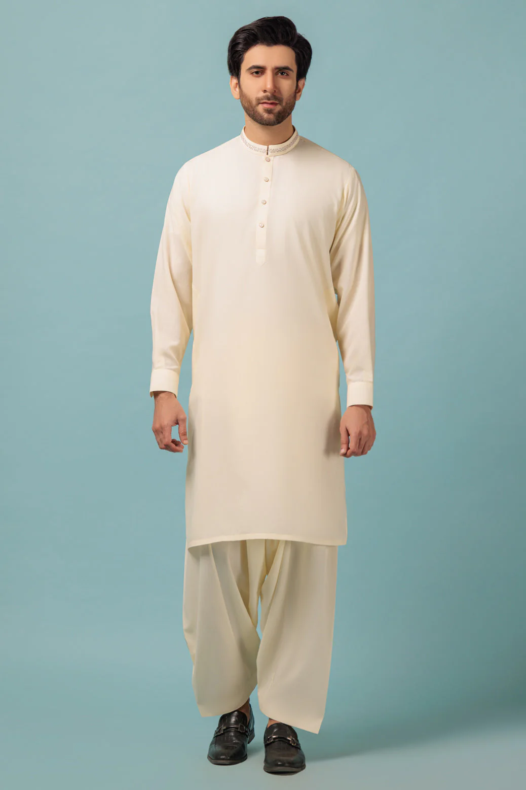 O-WHITE-BLENDED-KURTA SHALWAR - (KSRB23-028) - Image 4