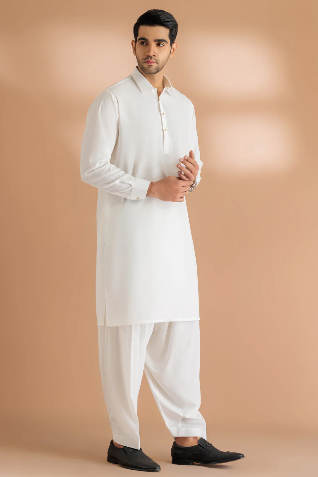 O-WHITE-BLENDED-KURTA SHALWAR - (KSRS24-006) - Image 2