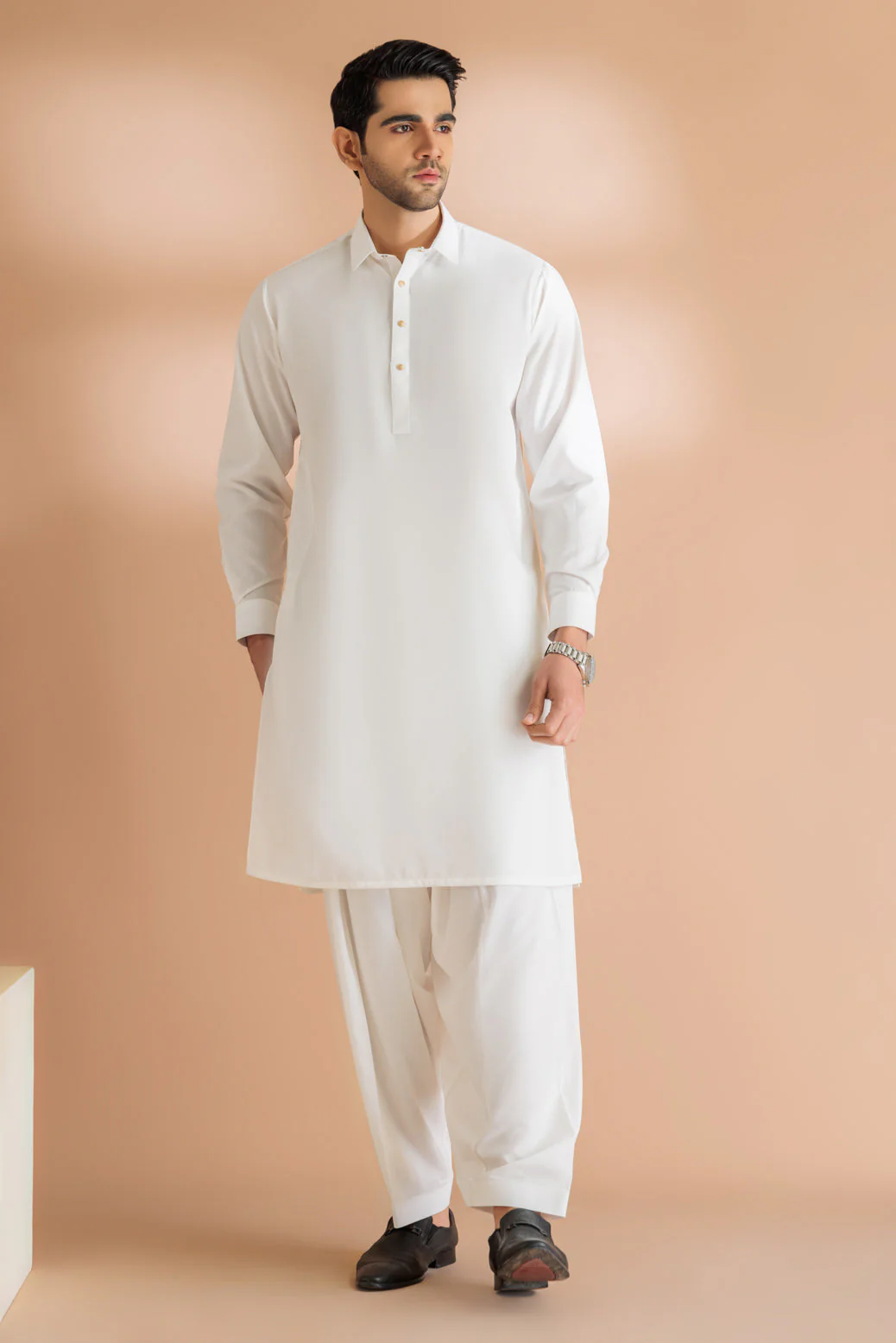 O-WHITE-BLENDED-KURTA SHALWAR - (KSRS24-006) - Image 3