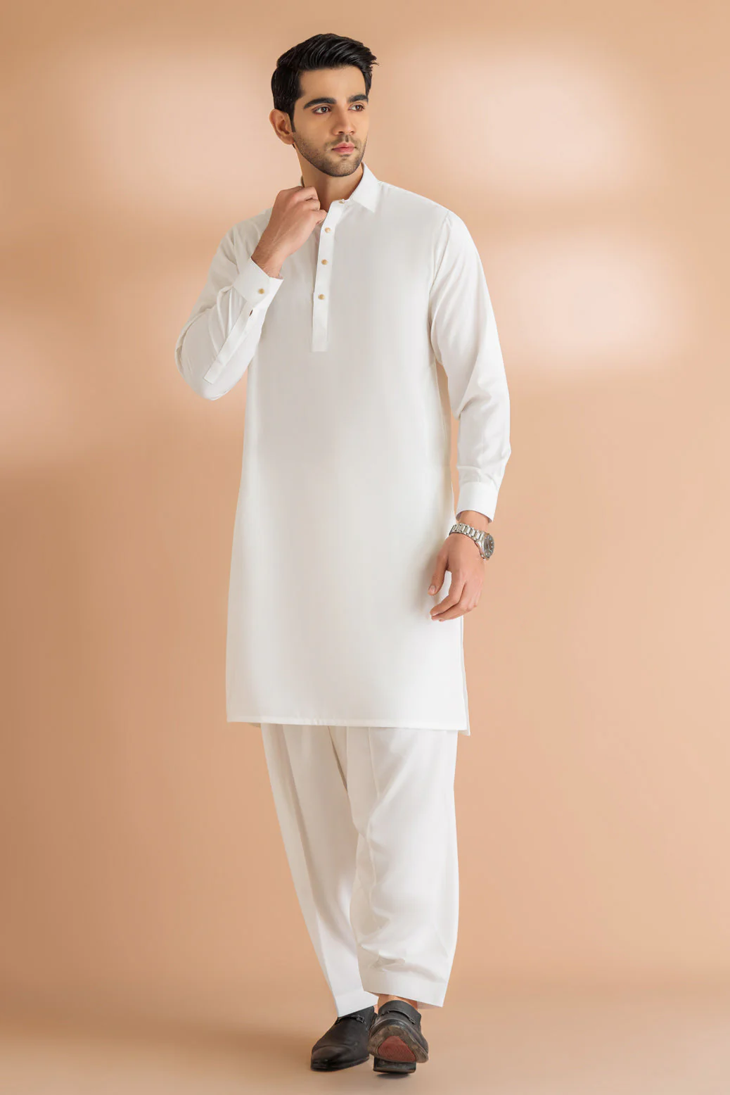 O-WHITE-BLENDED-KURTA SHALWAR - (KSRS24-006) - Image 4