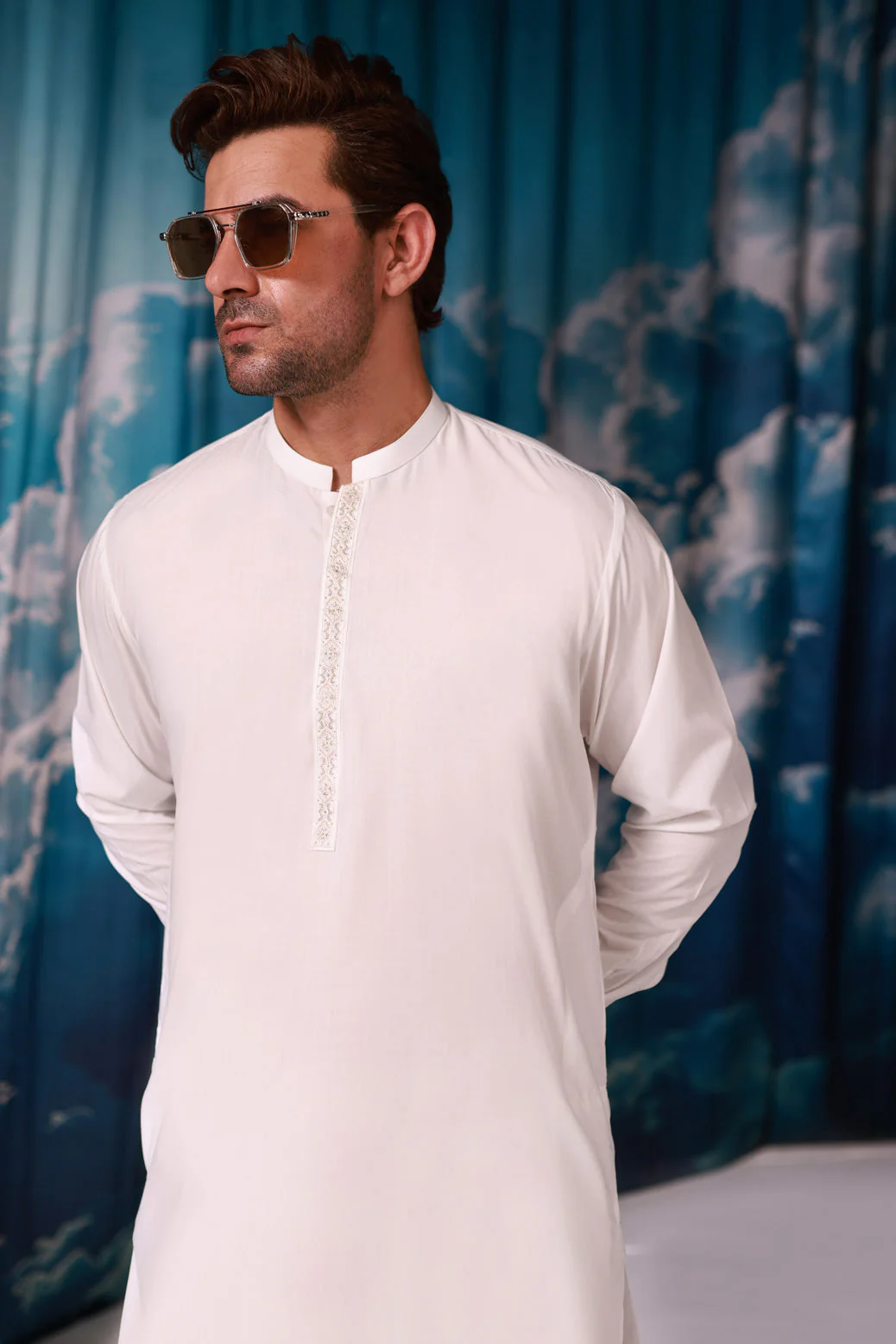 O-WHITE-BLENDED-KURTA SHALWAR - (KSRW24-018) - Image 3