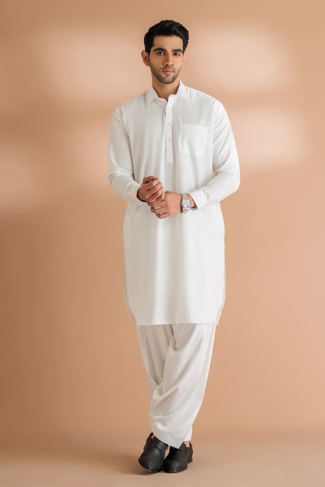 O-WHITE-BLENDED-SHALWAR SUIT - (GSSB23-006) - Image 4