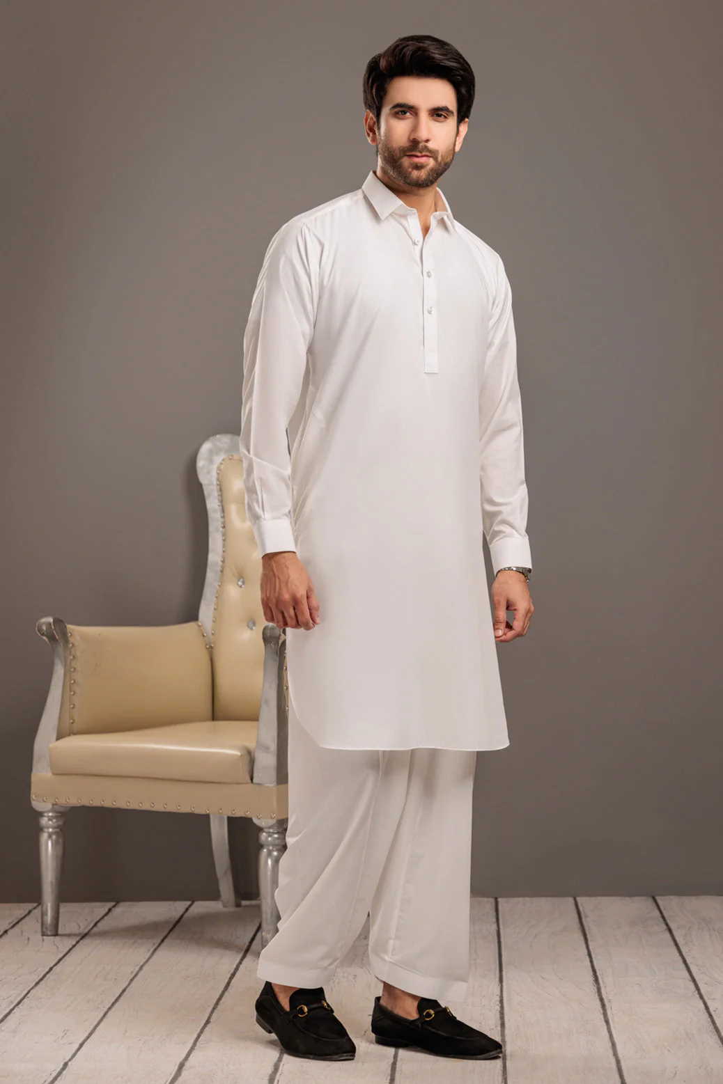O-WHITE-BLENDED-SHALWAR SUIT- (GSSS23-020) - Image 2