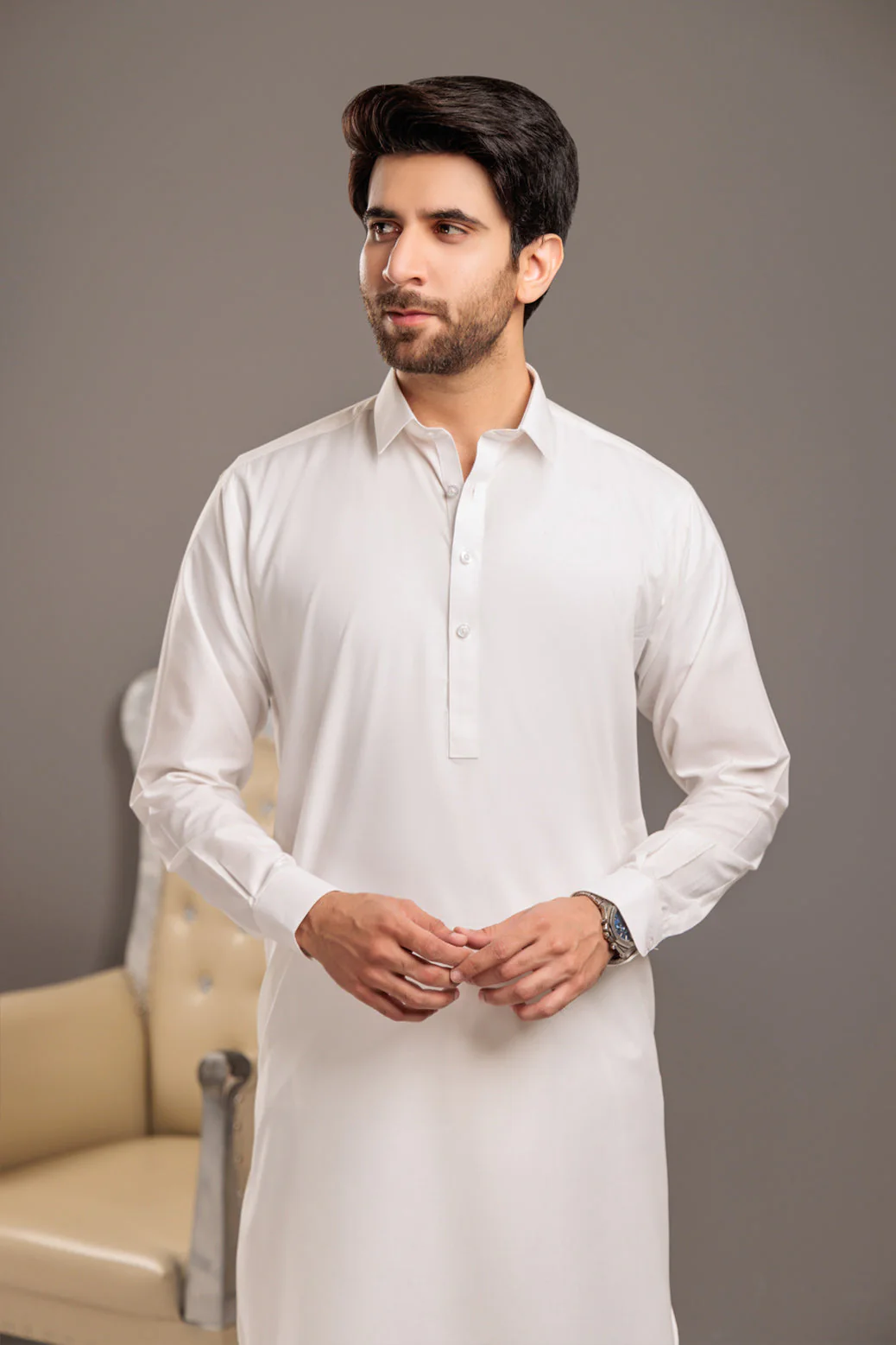 O-WHITE-BLENDED-SHALWAR SUIT- (GSSS23-020) - Image 3