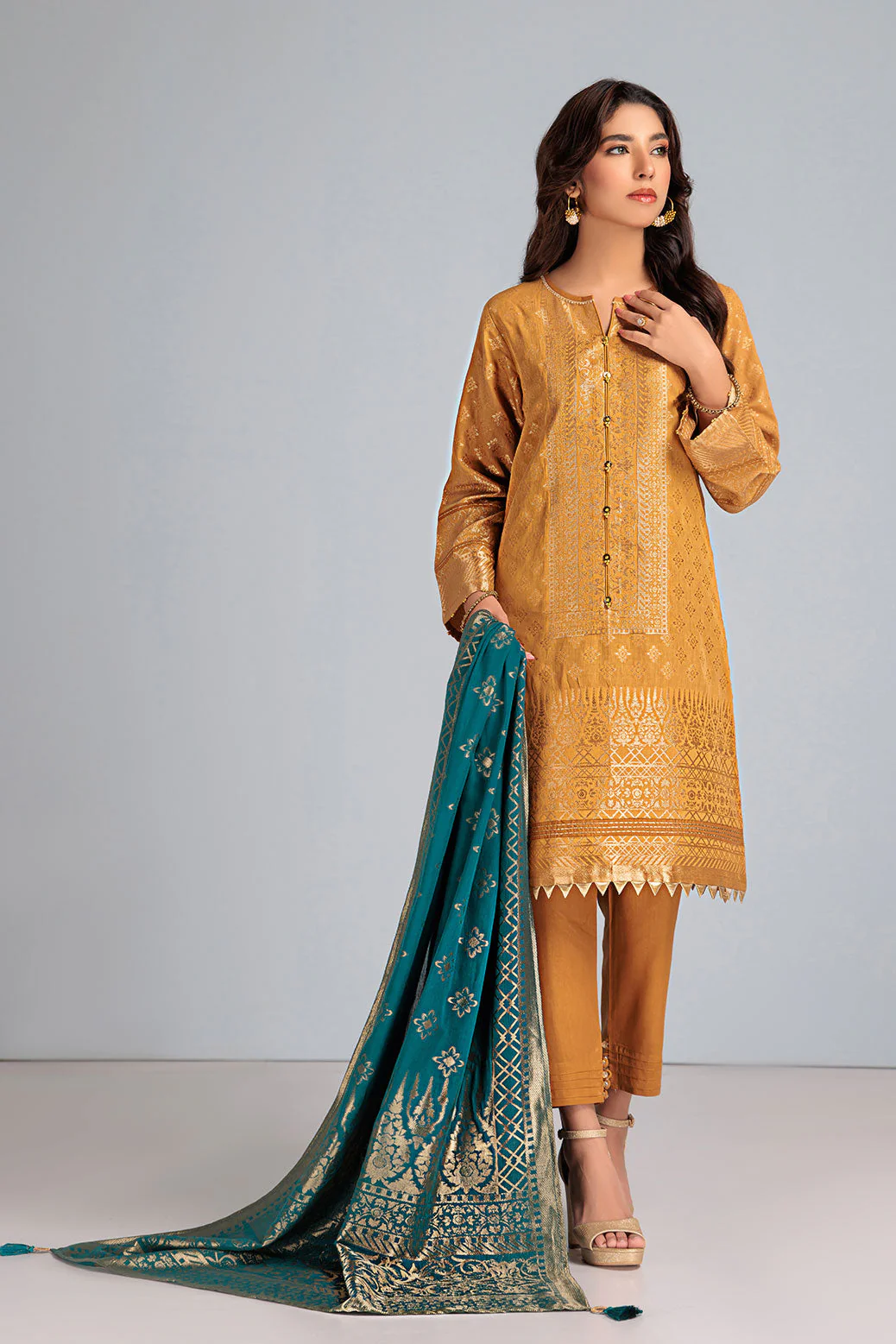 OCHRE-JACQUARD-3 PIECE (JAS233P24) - Image 4