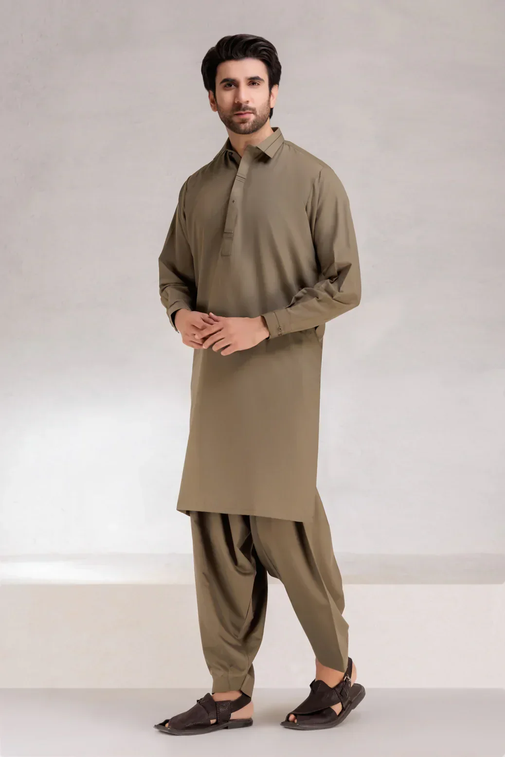 OLIVE-BLENDED-KURTA SHALWAR  (KSRS23-016) - Image 3