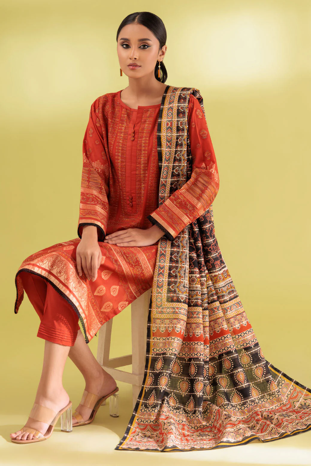 ORANGE-JACQAURD-3 PIECE (BSAS233P10) - Image 2