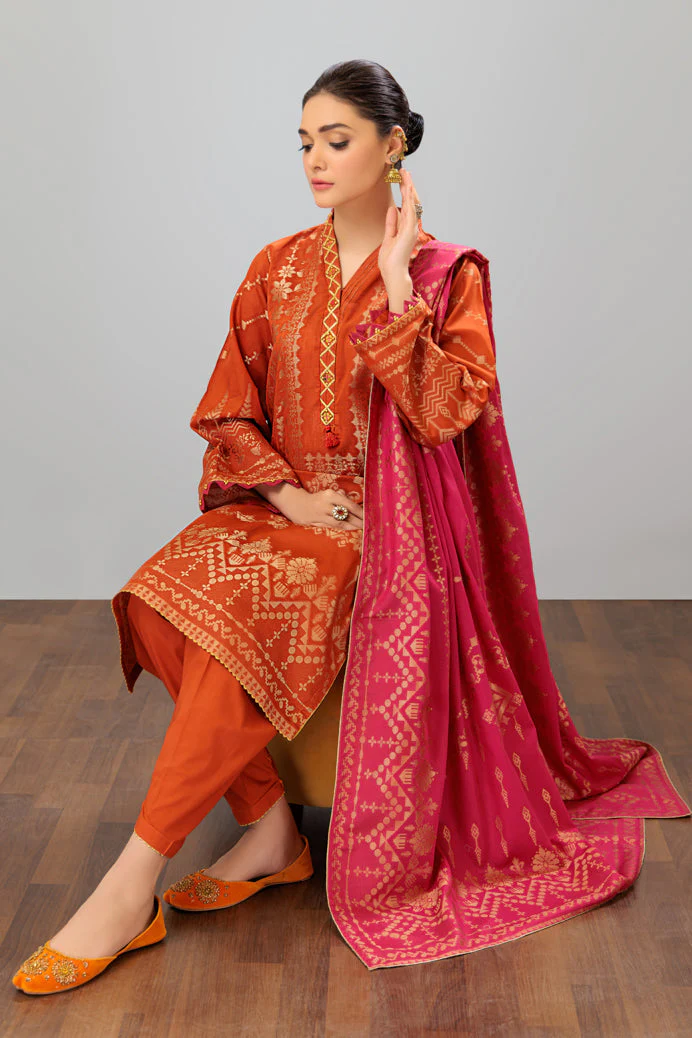 ORANGE-JACQUARD-3 PIECE (JSS233P04) - Image 2