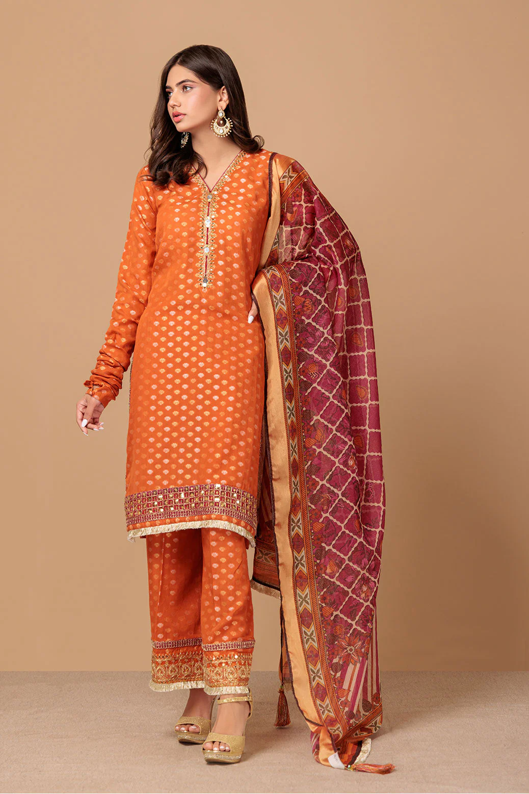 ORANGE-JACQUARD-3 PIECE (SAS233P86) - Image 3
