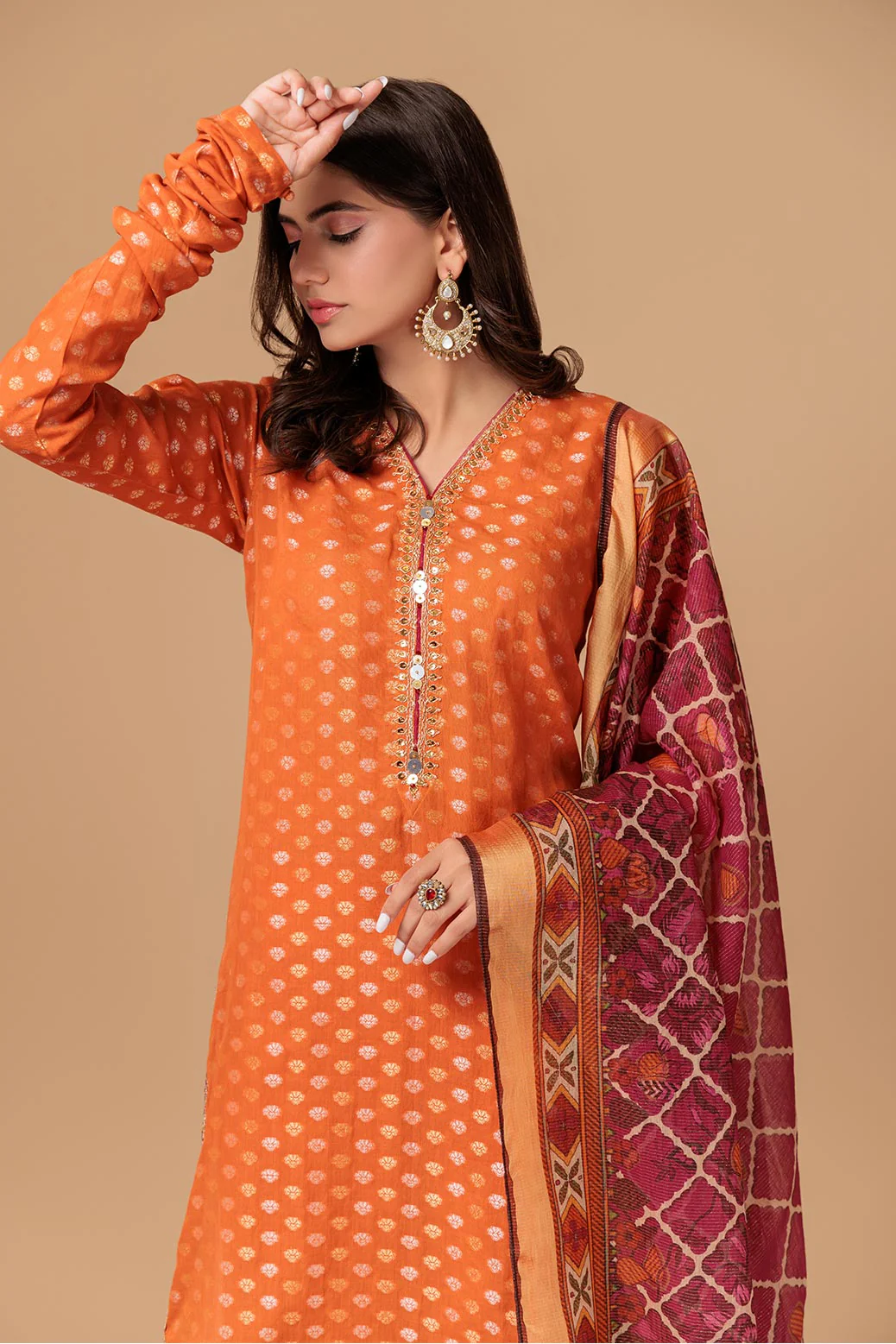 ORANGE-JACQUARD-3 PIECE (SAS233P86) - Image 4