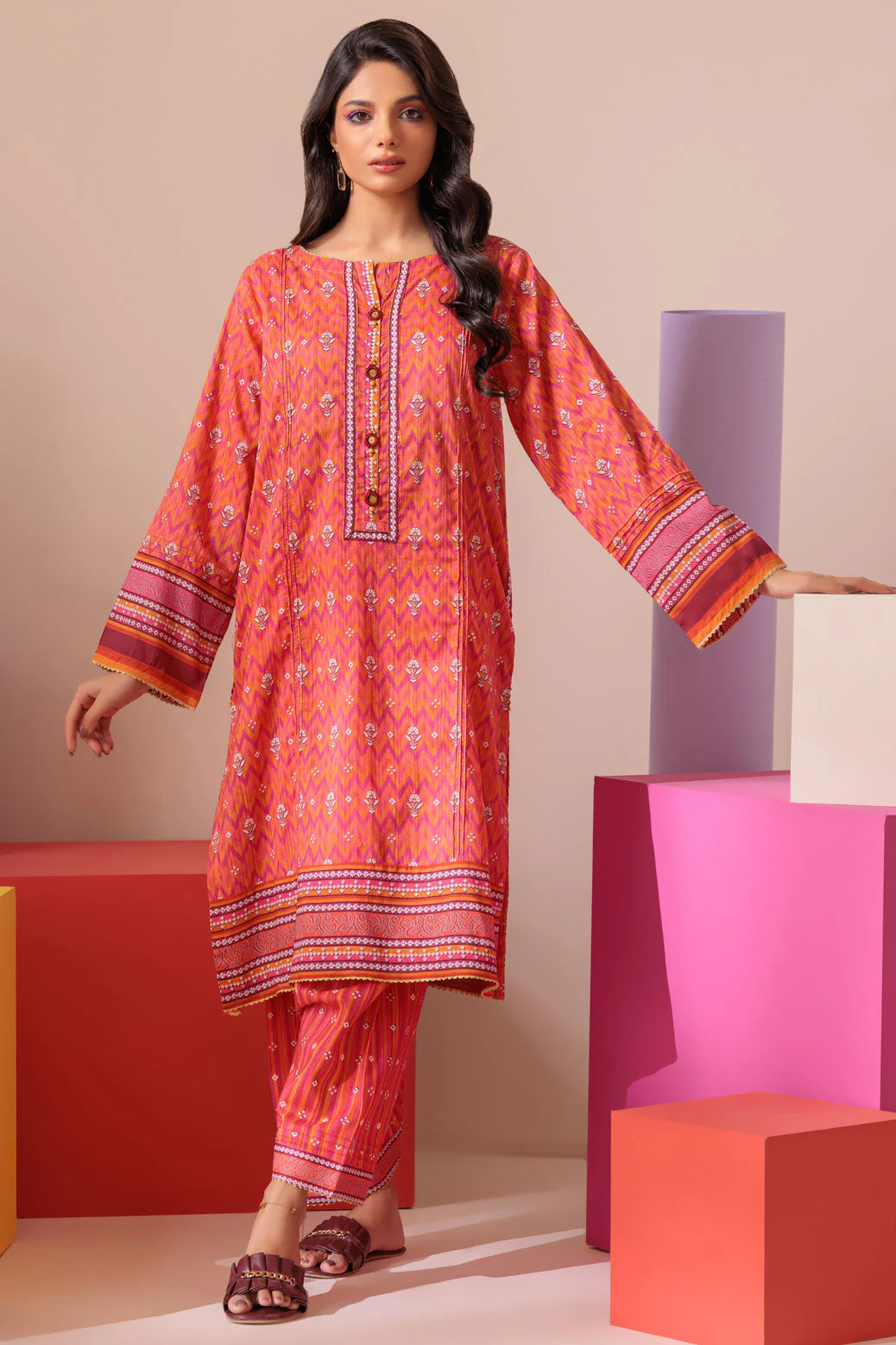 ORANGE-LAWN-2 PIECE (AAK232P04) - Image 2
