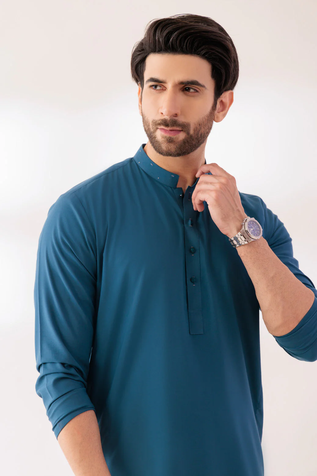 OX-BLUE-BLENDED-KURTA TROUSER - (KSR24-021) - Image 3